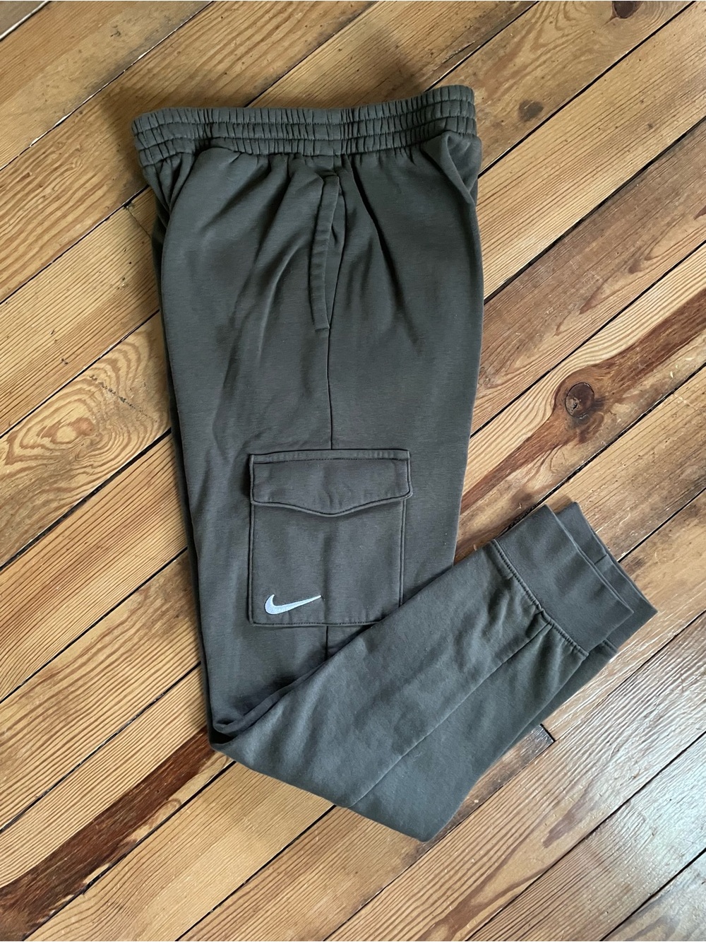 3 Brand Russell Wilson Olive Cargo Jogger Sweatpants with White Swoosh